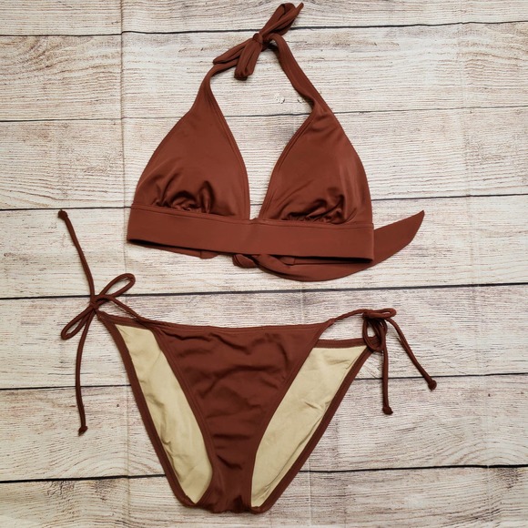 VICTORIA'S SECRET brown bikini swimsuit set M - Picture 1 of 6